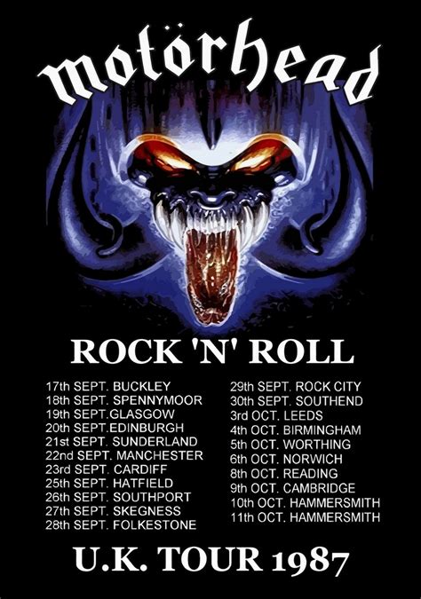 Motorhead Poster Rock N Roll Uk Tour Dates Vintage Concert Posters