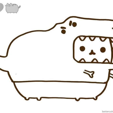 Pusheen Coloring Pages Cute Dinosaur Hat Free Printable Coloring