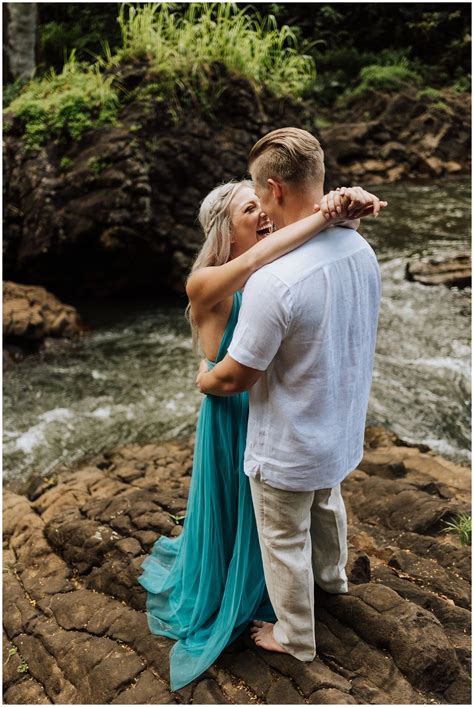 Epic Engagement Photos With A Waterfall Hawaii Adventure Cash