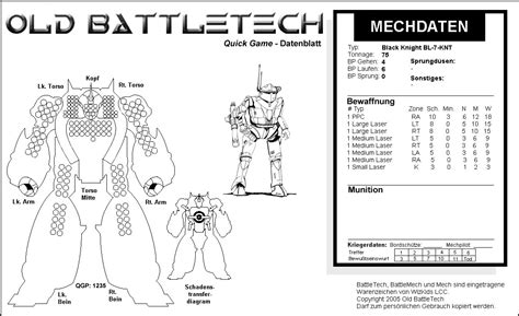 Record Sheets Battletech Quick Game Tabletop