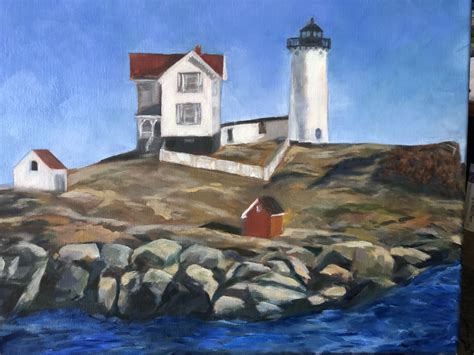 “nubble Lighthouse” 2272020 16x20 Oil Sold 16x20 Lighthouse Lava