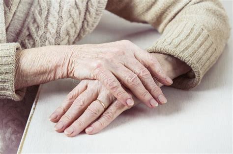 The Hands Of An Elderly Well Groomed Woman In A Casual Sweater Stock Image Image Of Alone