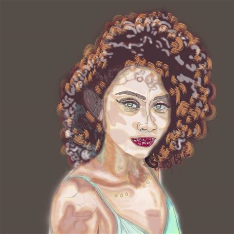Portrait Of A Women With Curly Hair Painting By Marshal James