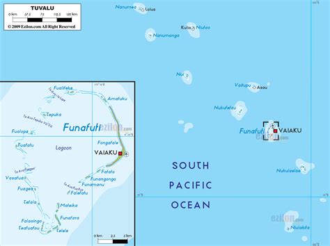 Fizyczna Mapa Tuvalu Ezilon Mapy Map Physical Map Tuvalu