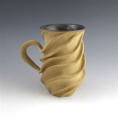 Carved Sculptural Ceramic Mug Pottery Sculpture Ceramic Pottery