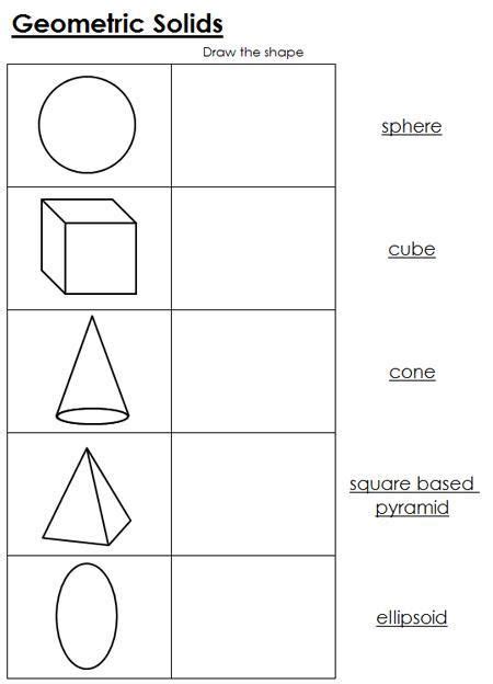 Geometric Solids Worksheets Geometric Solids Shapes Worksheets