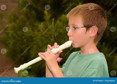 Boy Playing A Recorder Stock Photo Image Of Activity 9279662