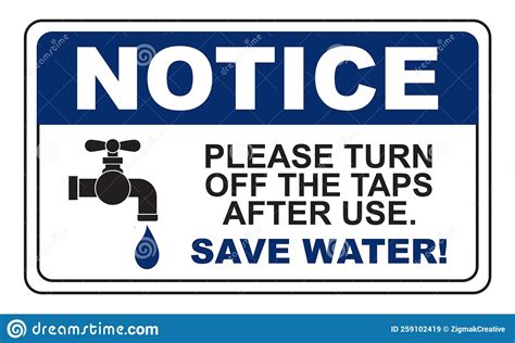 Notice Save Water Sign And Symbol Stock Illustration Illustration Of