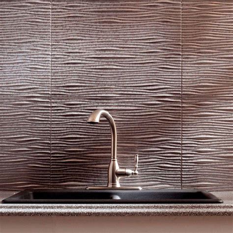 Fasade 24 In X 18 In Ripple Pvc Decorative Tile Backsplash In Brushed