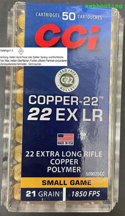 Cci 22 Extra Long Rifle Copper Chp Leadfree 21 Grs 50 Stück Mit Uns