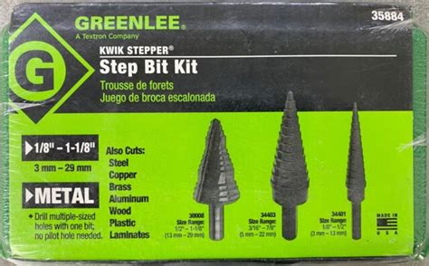 Greenlee 35884 Step Drill Bit Set Pack Of 3 For Sale Online Ebay