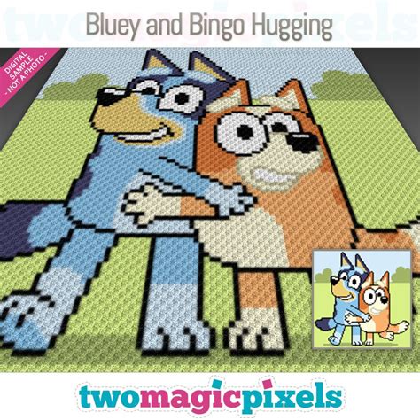 Bluey And Bingo Hugging By Two Magic Pixels Granny Square Crochet