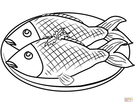 Dibujo De Plato Con Pescado Para Colorear Dibujos Para Colorear