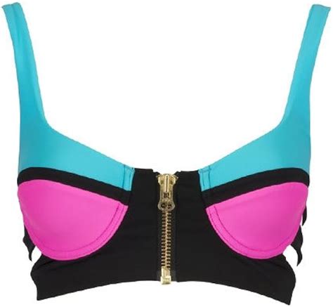 Beach Bunny Swimwear Endless Summer Color Block Push Up Bikini Top Hot Pink And Blue Large At