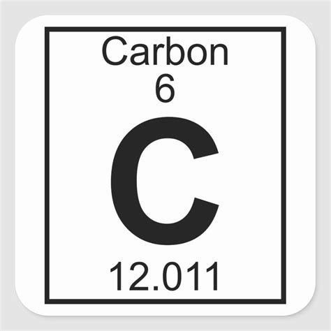 Element 006 C Carbon Full Square Sticker Zazzle Element