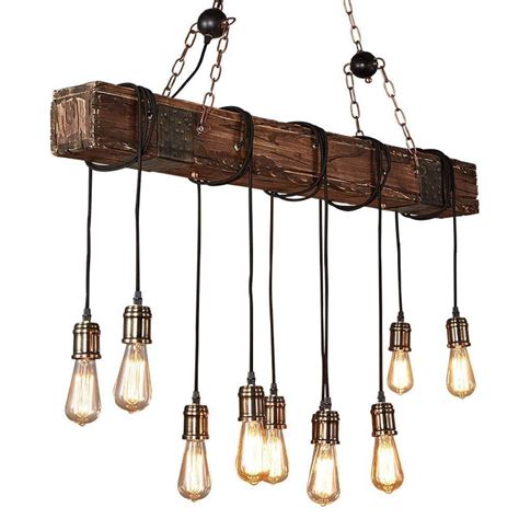 Chandelier Wooden Retro Rustic Pendant Light Industrial Lighting