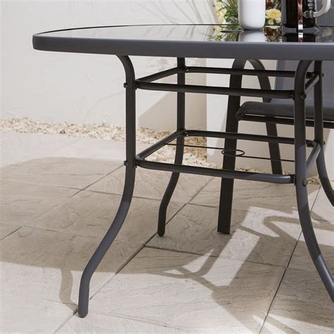 Or stop imagining it and make it happen: Tesco Seville Glass Top 96.5cm Garden Table With Parasol ...