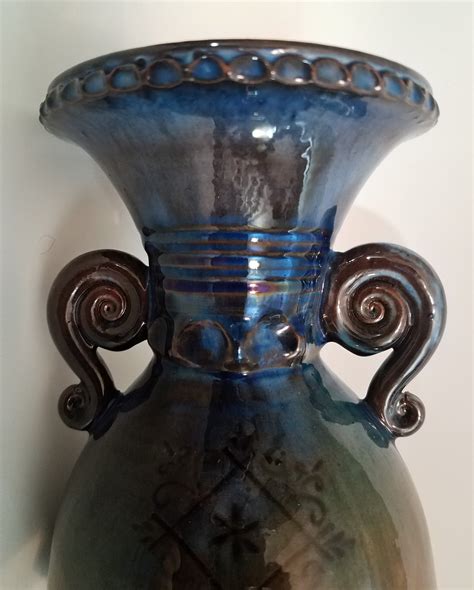 Metallic Glaze Pottery Vase With Handles Where From Antiques Board