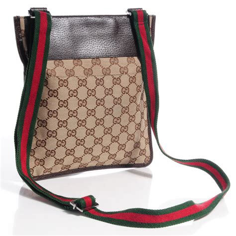 Gucci Gg Monogram Messenger Crossbody Bag Brown 68802