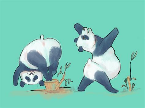 Pandas At Play By Hannah Nam On Dribbble