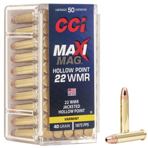 Cci 22 Wmr 40 Gr Maxi Mag Rimfire Jacketed Hollow Point Ammunition