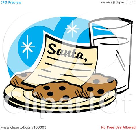 #christmas #christmas cookies #christmas cookie #cookies and milk for santa #cookies and milk. Royalty-Free (RF) Clipart Illustration of a Santa Letter On A Plate Of Cookies Served With Milk ...