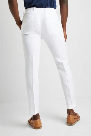 Moss 1851 Tailored Fit White Linen Trousers