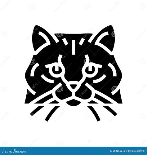 Siberian Cat Cute Pet Glyph Icon Vector Illustration Stock Vector
