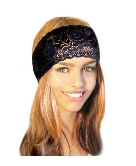 Stretch Wide Lace Headband Head Band Fancy Black French Lace Hair Band
