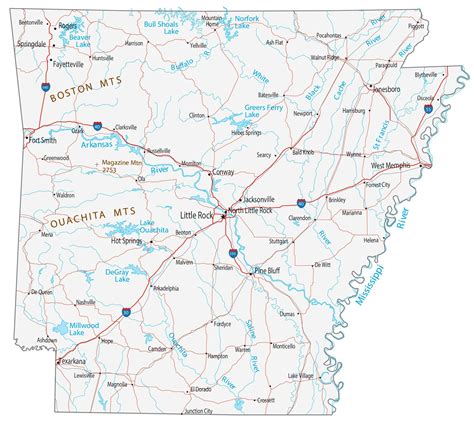 Large Detailed Roads And Highways Map Of Arkansas State With All Cities Images