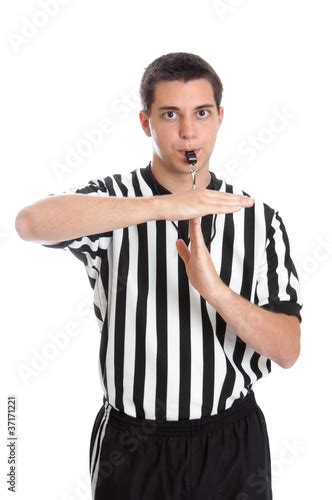 Teen Basketball Referee Giving Sign For Technical Foul Stock Photo