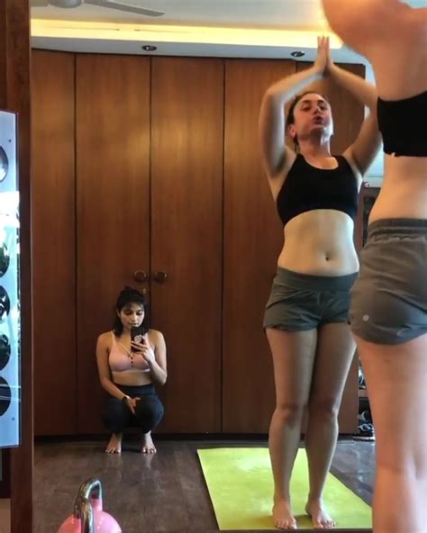 Kareena Kapoor Fleshy Navel Boobs Belly During Secret Workout