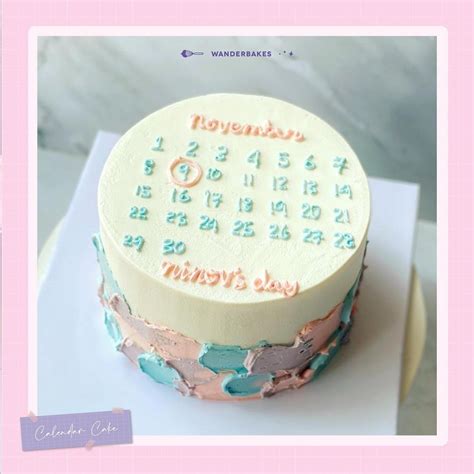 𝘊𝘶𝘴𝘵𝘰𝘮 And 𝘒𝘰𝘳𝘦𝘢𝘯 𝘊𝘢𝘬𝘦𝘴 On Instagram “calendar Cake By Wanderbakes 💗📆💙 Korean Cake ️basic Color