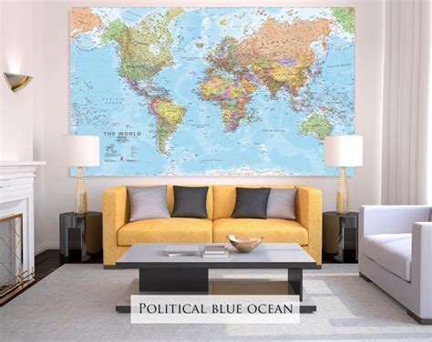 Giant Sized Canvas World Map By Mapsinternationaluk On Etsy World