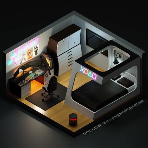 Futuristic Gaming Bedroom On Behance Bedroom Setup Gaming Room Setup