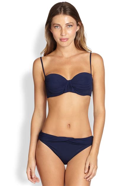 Gottex Lattice Bandeau Bikini Top In Dark Navy Blue Lyst