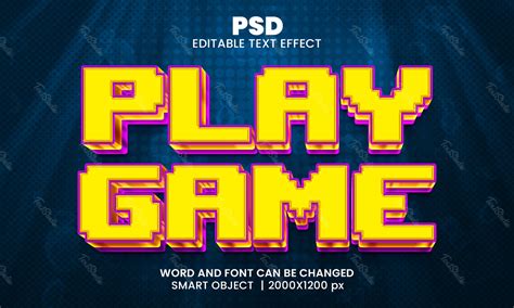 Play Game Retro Text Effect Photoshop Premium Psd File