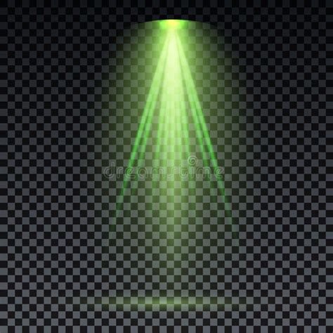 Green Spotlight Green Laser Beam On Transparent Background Stock