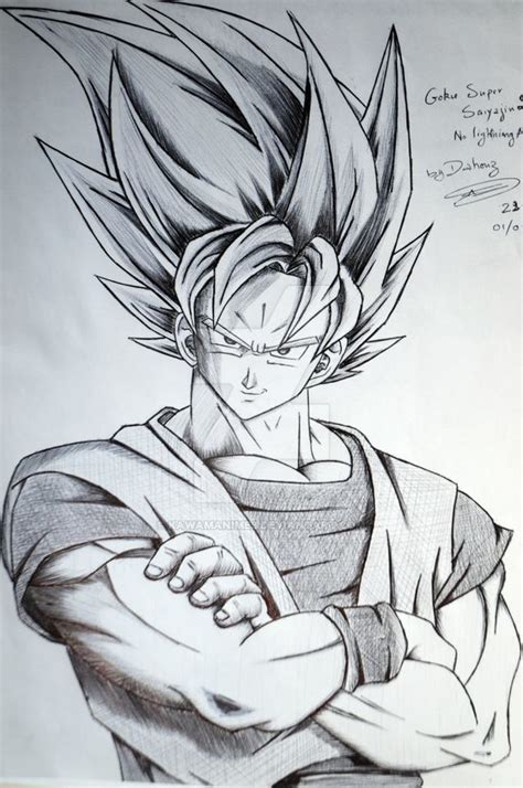 Dragon ball z characters all have similarly constructed faces once you see how the basic face is proportioned, it should be easier to draw whichever character you like. Dbz Goku Drawing at GetDrawings | Free download