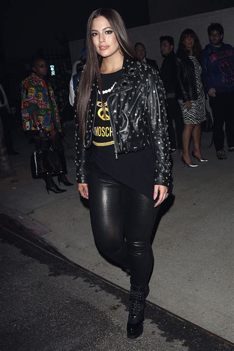 Ashley Graham Attends Moschino Runway Show Leather Celebrities