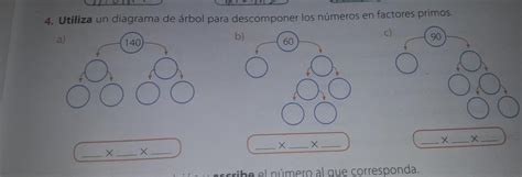 utiliza un diagrama de árbol para descomponer los números en factores primos doy corona plis a