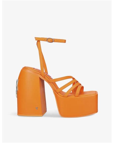 Naked Wolfe Jada Strappy Leather Platform Sandals In Orange Lyst UK