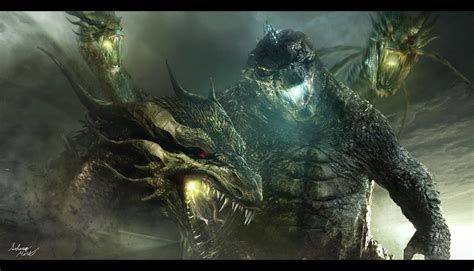 Godzilla Vs King Ghidorah In The 2019 Film Godzilla Fan Artwork