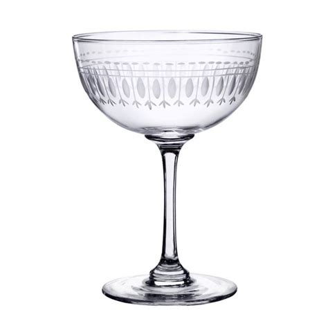 vintage style ovals engraved champagne saucers inspired by 1920 s