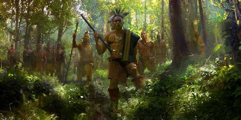 American Indians Advancing In The Forest Halo 2 Matte Painting Mohawk