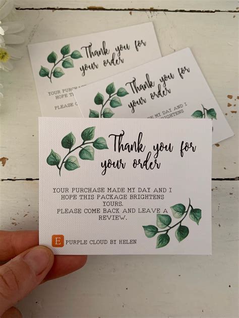 Rose gold pink glitter ombre customer thank you business card. 10 pack personalised thank you for your order business ...