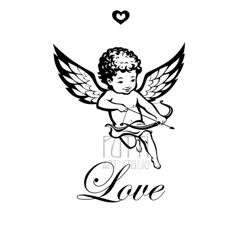 Cupid Svg Putti Angel Clipart One Line Drawing Etsy