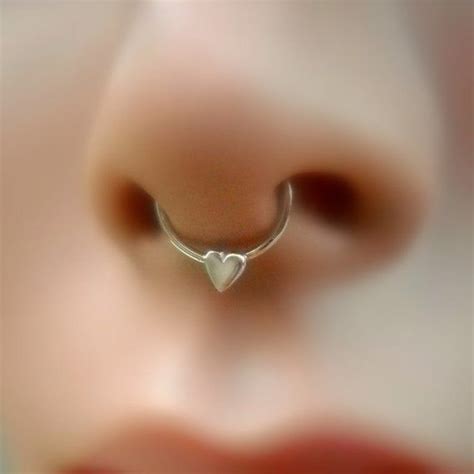 Septum Ring Nose Ring Sterling Silver Heart Septum Ring Septum