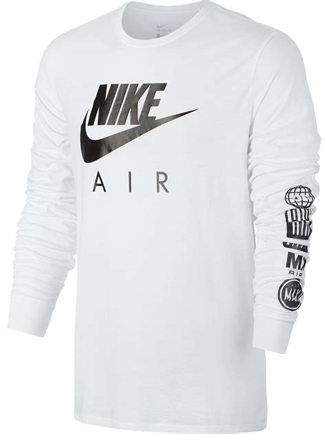 Nike Nike Swoosh Logo Printed Long Sleeve Mens T Shirt Whiteblack