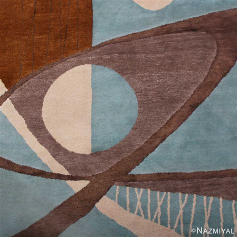 Blue And Brown Mid Century Modern Rug By Nazmiyal Nyc